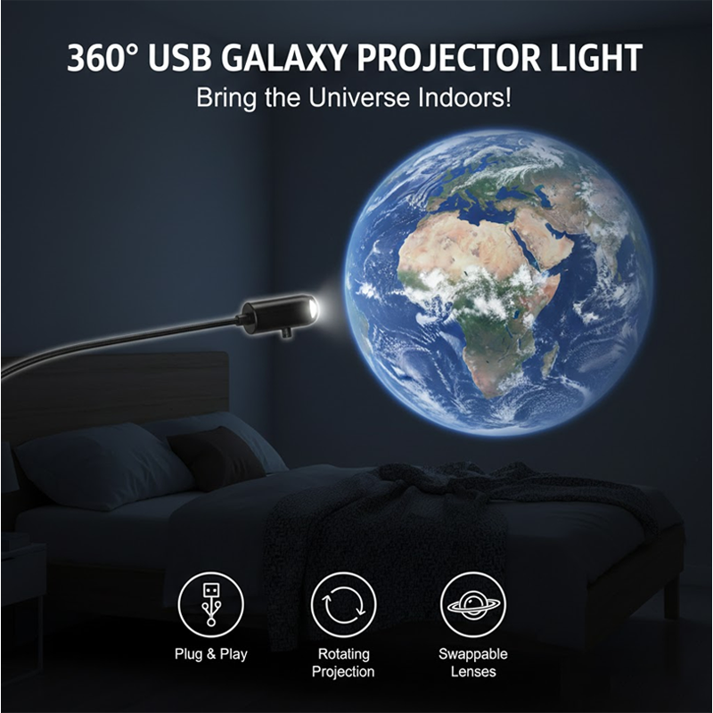 HomeCleanGoods™ AstroLens 360° USB Galaxy Projector Light 2