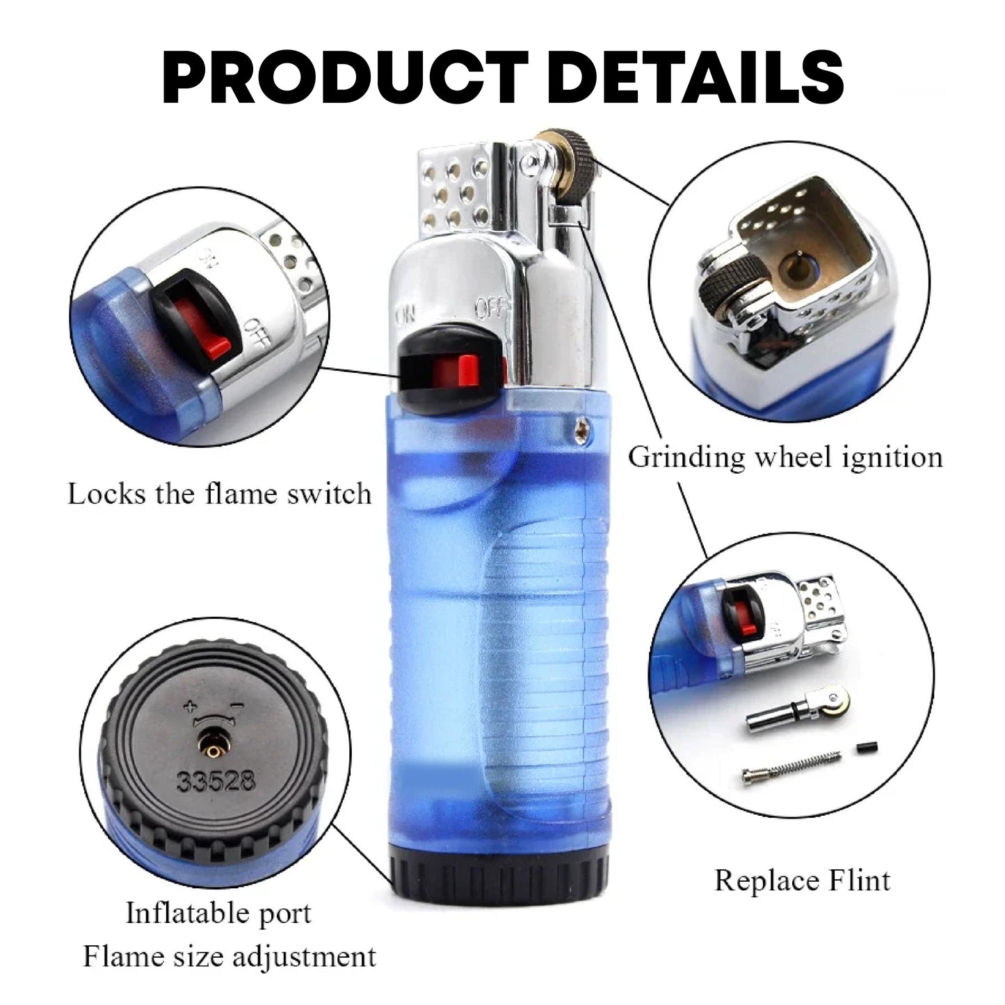 HomeCleanGoods™ EasyFlint Refillable Flame-Control Lighter