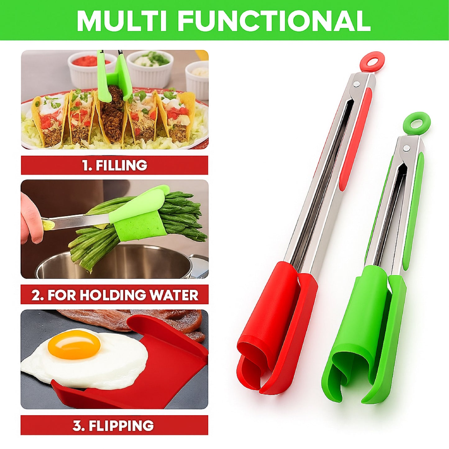 👍 HomeCleanGoods™ FlexiGrip Dual-Action Food Tongs