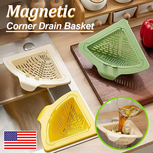 HomeCleanGoods™ TwistClean Magnetic Corner Drain Basket