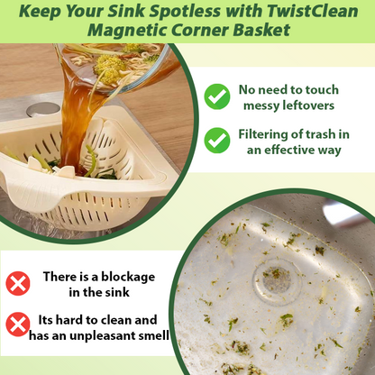 HomeCleanGoods™ TwistClean Magnetic Corner Drain Basket