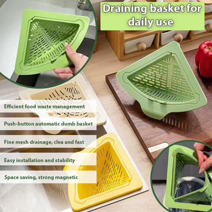 HomeCleanGoods™ TwistClean Magnetic Corner Drain Basket