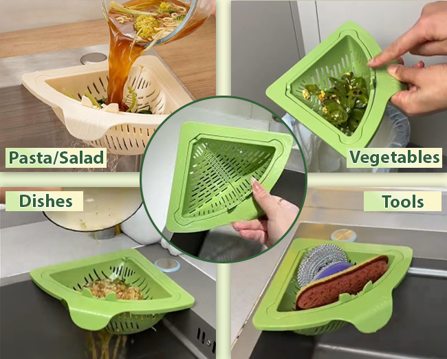 HomeCleanGoods™ TwistClean Magnetic Corner Drain Basket