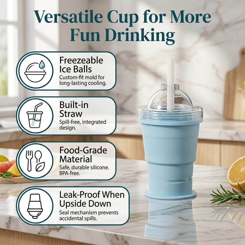 HomeCleanGoods™ ChillCup Foldable Ice Ball Tumbler