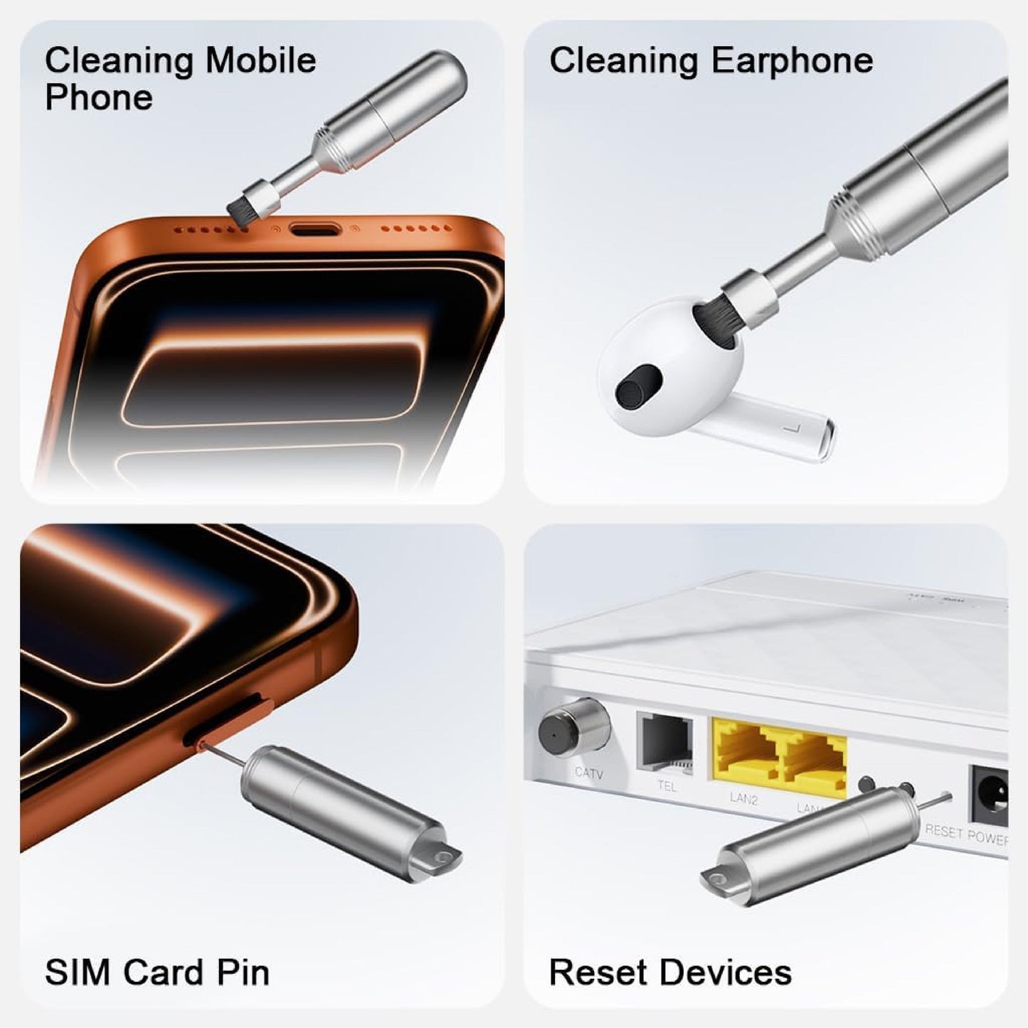 HomeCleanGoods™ MicroClean 2-in-1 SIM Ejector Brush Tool