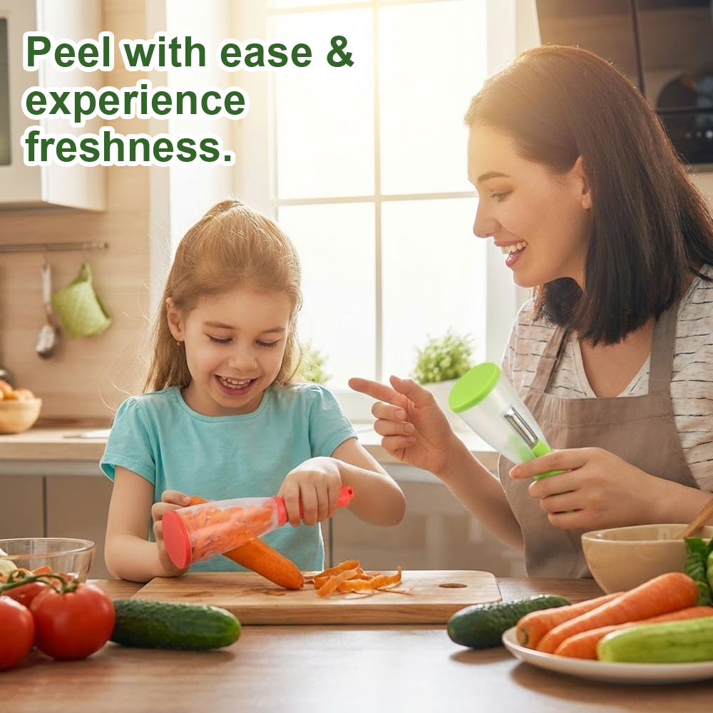 HomeCleanGoods™ PeelCatch Storage Cup Vegetable Peeler