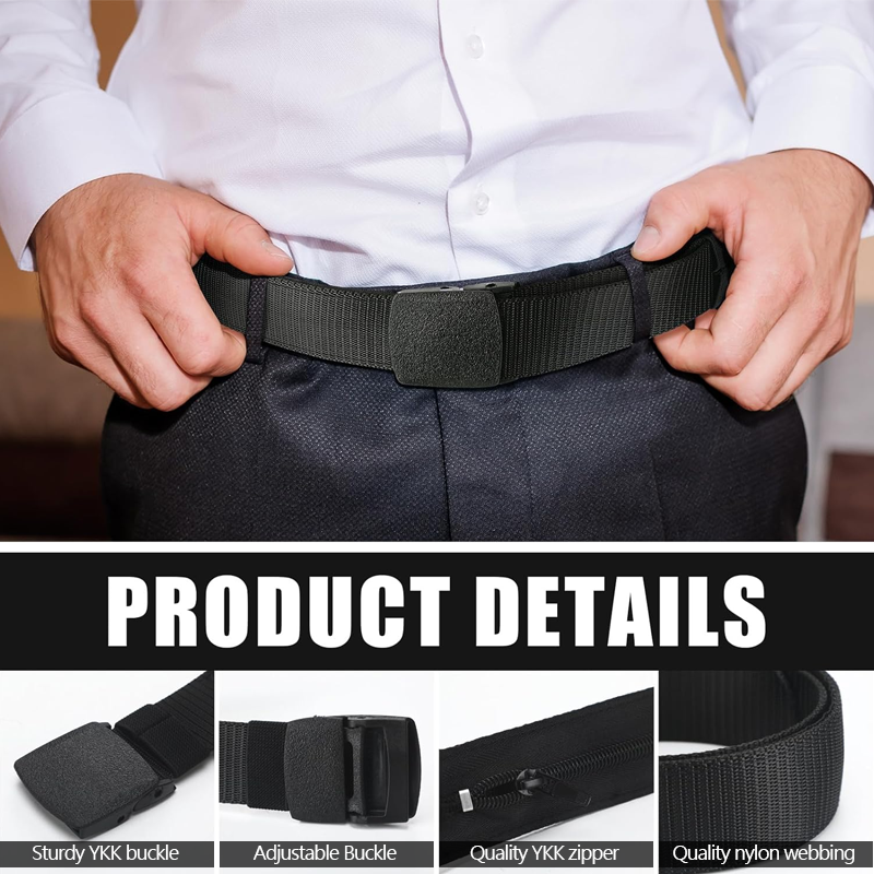 HomeCleanGoods™ StealthZip Hidden Pocket Belt