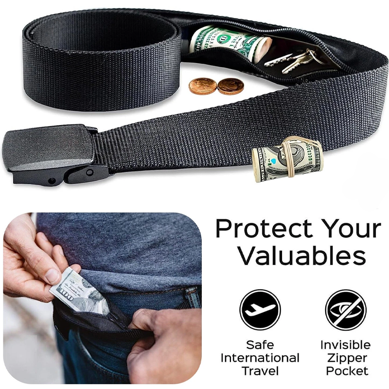HomeCleanGoods™ StealthZip Hidden Pocket Belt