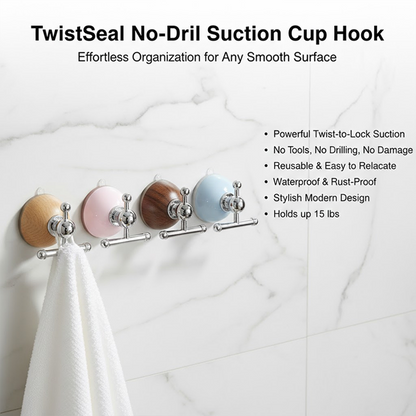 HomeCleanGoods™ TwistSeal No-Drill Suction Cup Hook