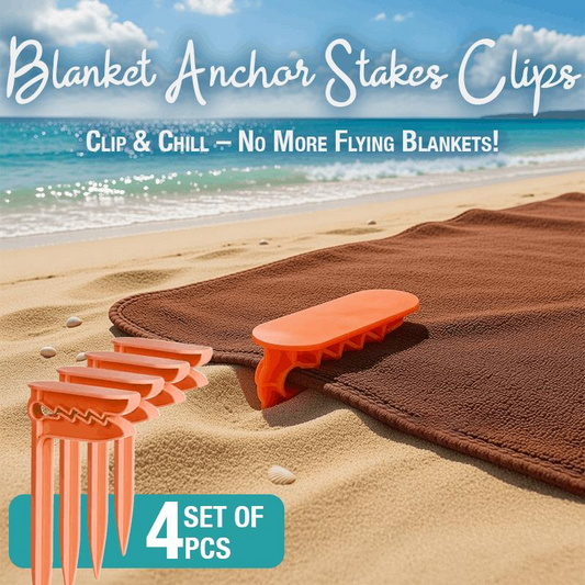 HomeCleanGoods™ Windproof Beach Blanket Anchor Stakes Clips Set