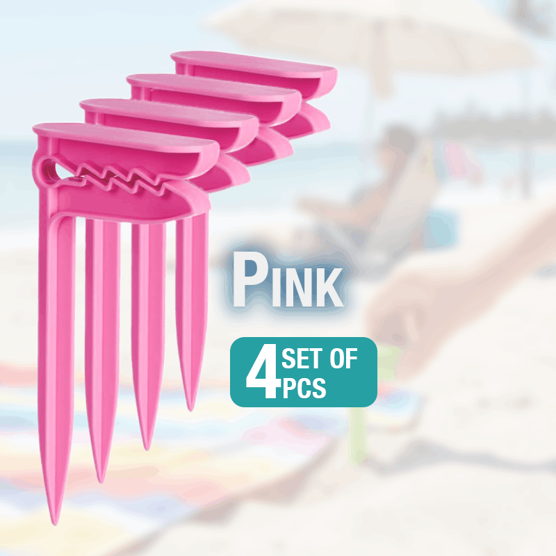 HomeCleanGoods™ Windproof Beach Blanket Anchor Stakes Clips Set