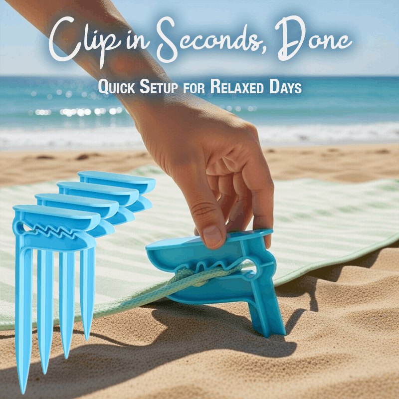 HomeCleanGoods™ Windproof Beach Blanket Anchor Stakes Clips Set
