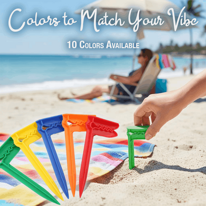 HomeCleanGoods™ Windproof Beach Blanket Anchor Stakes Clips Set