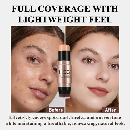 HomeCleanGoods™ 2-in-1 Foundation & Concealer Stick with Brush