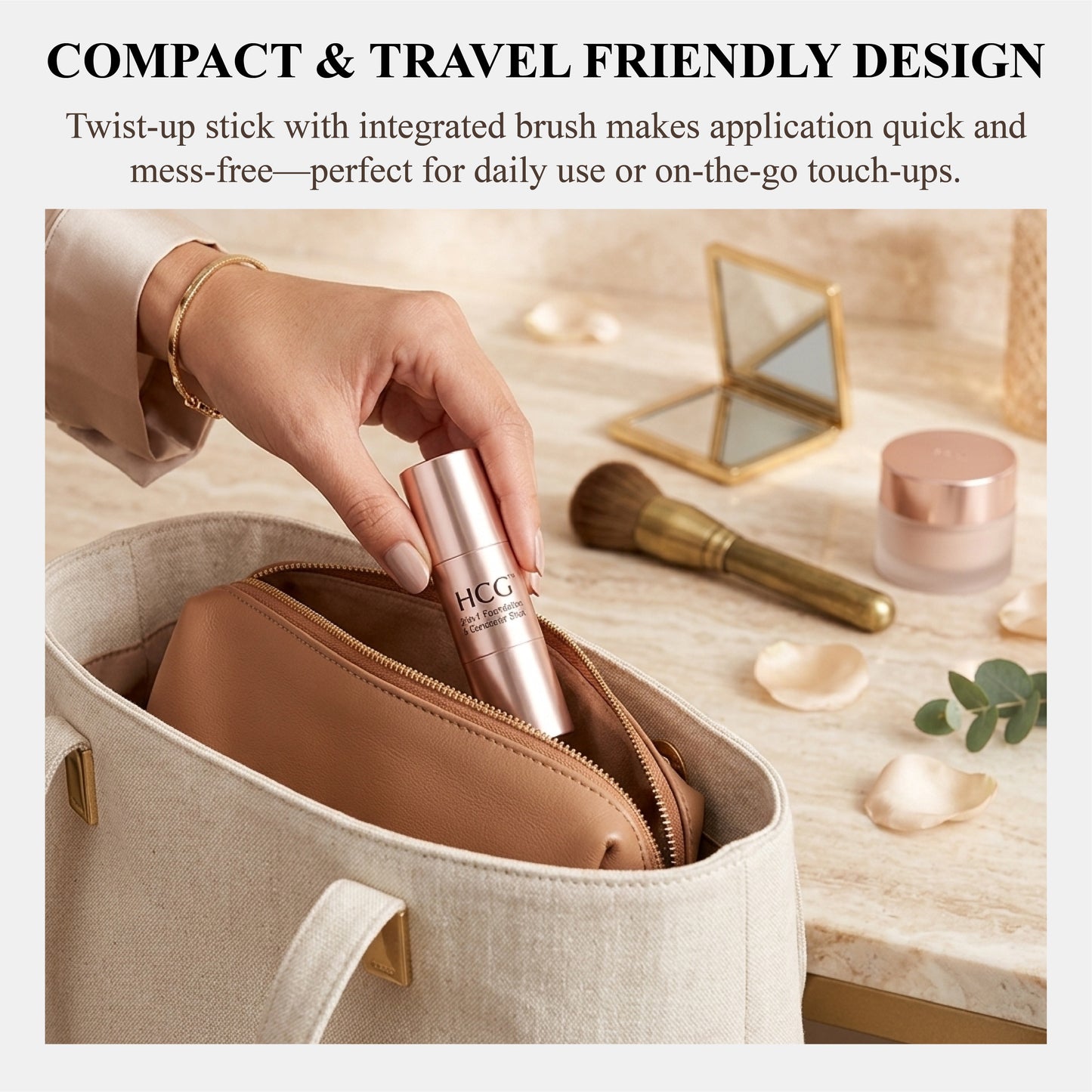 HomeCleanGoods™ 2-in-1 Foundation & Concealer Stick with Brush