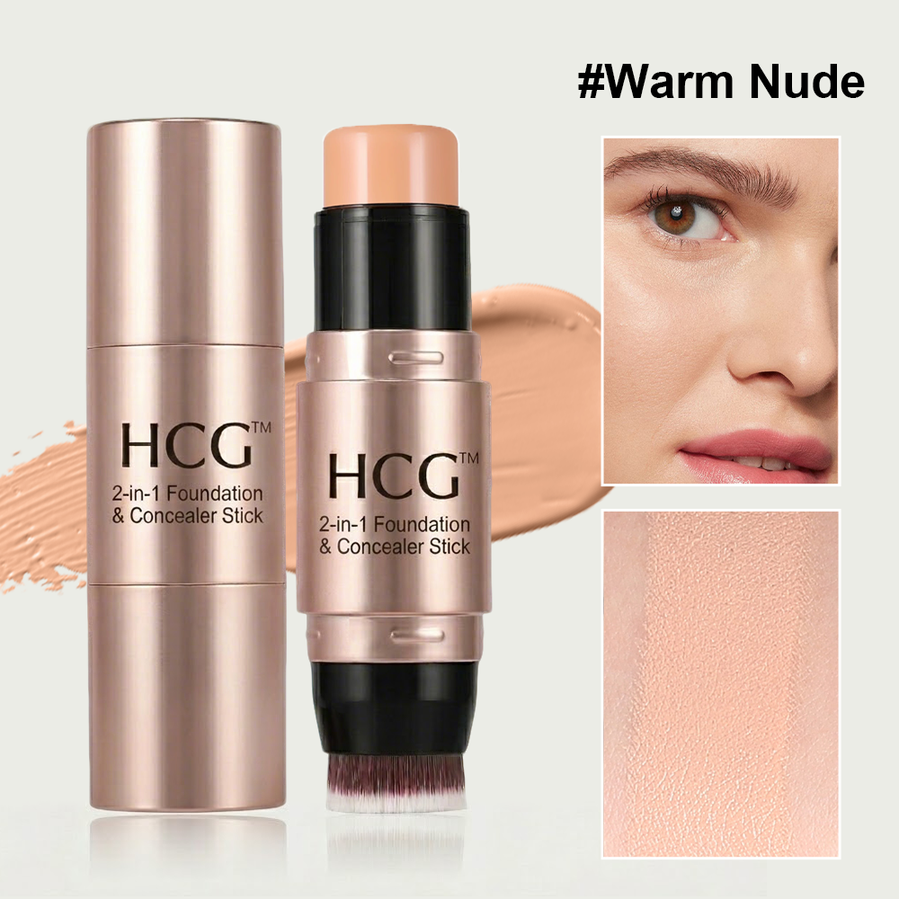 HomeCleanGoods™ 2-in-1 Foundation & Concealer Stick with Brush
