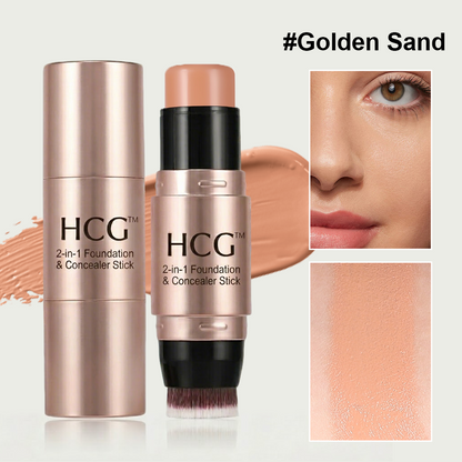 HomeCleanGoods™ 2-in-1 Foundation & Concealer Stick with Brush