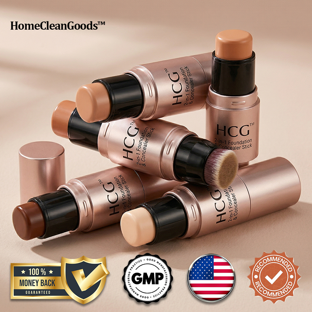 HomeCleanGoods™ 2-in-1 Foundation & Concealer Stick with Brush