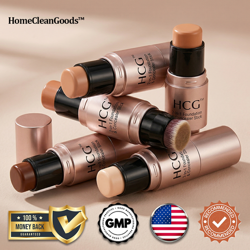 HomeCleanGoods™ 2-in-1 Foundation & Concealer Stick with Brush