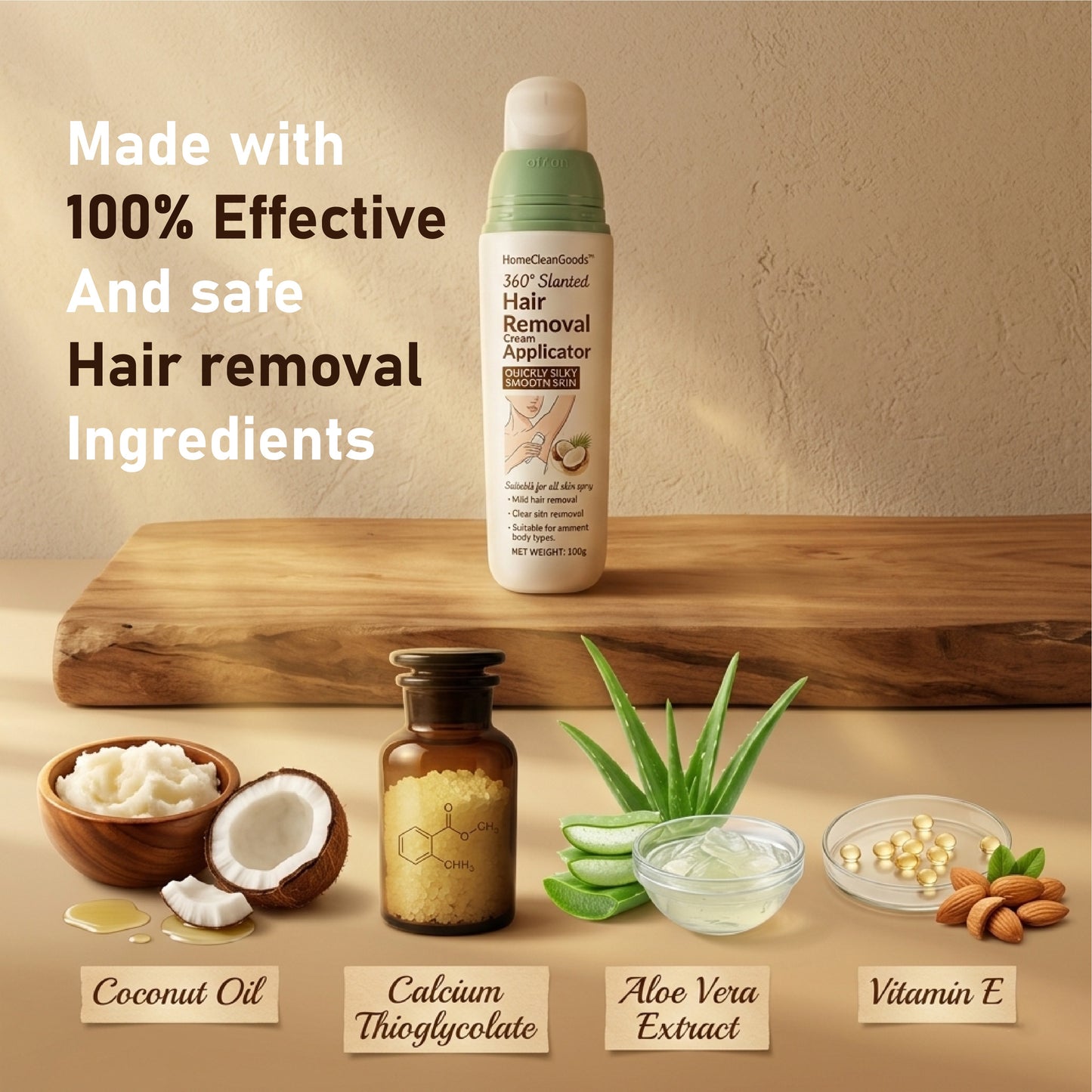 HomeCleanGoods™ 360° Slanted Hair Removal Cream Applicator