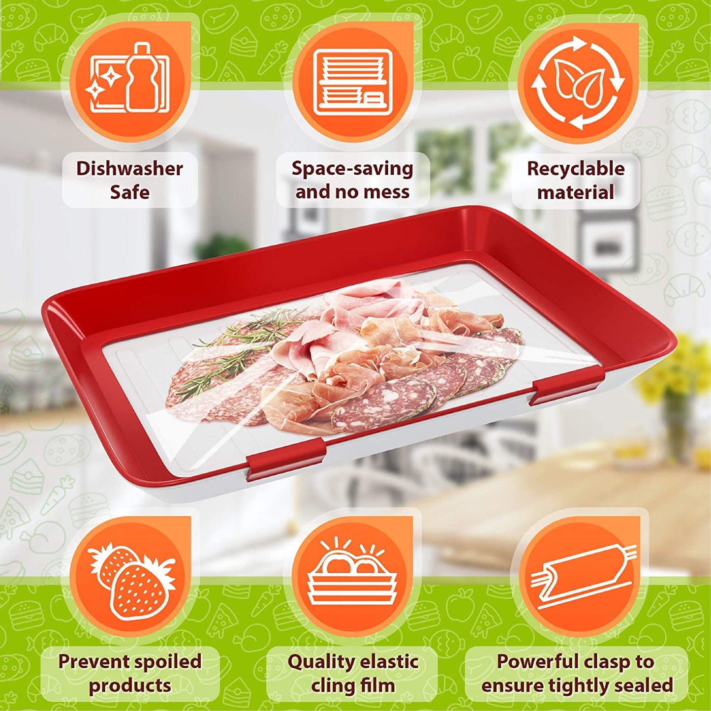 HomeCleanGoods™ AirLock Reusable Food Preservation Trays