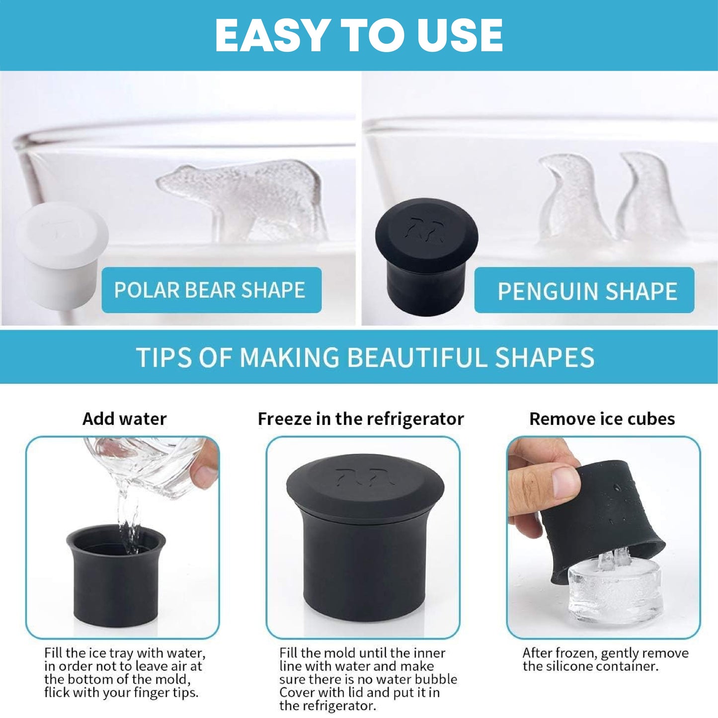 HomeCleanGoods™ ArcticPals Silicone Ice Cube Mold Set