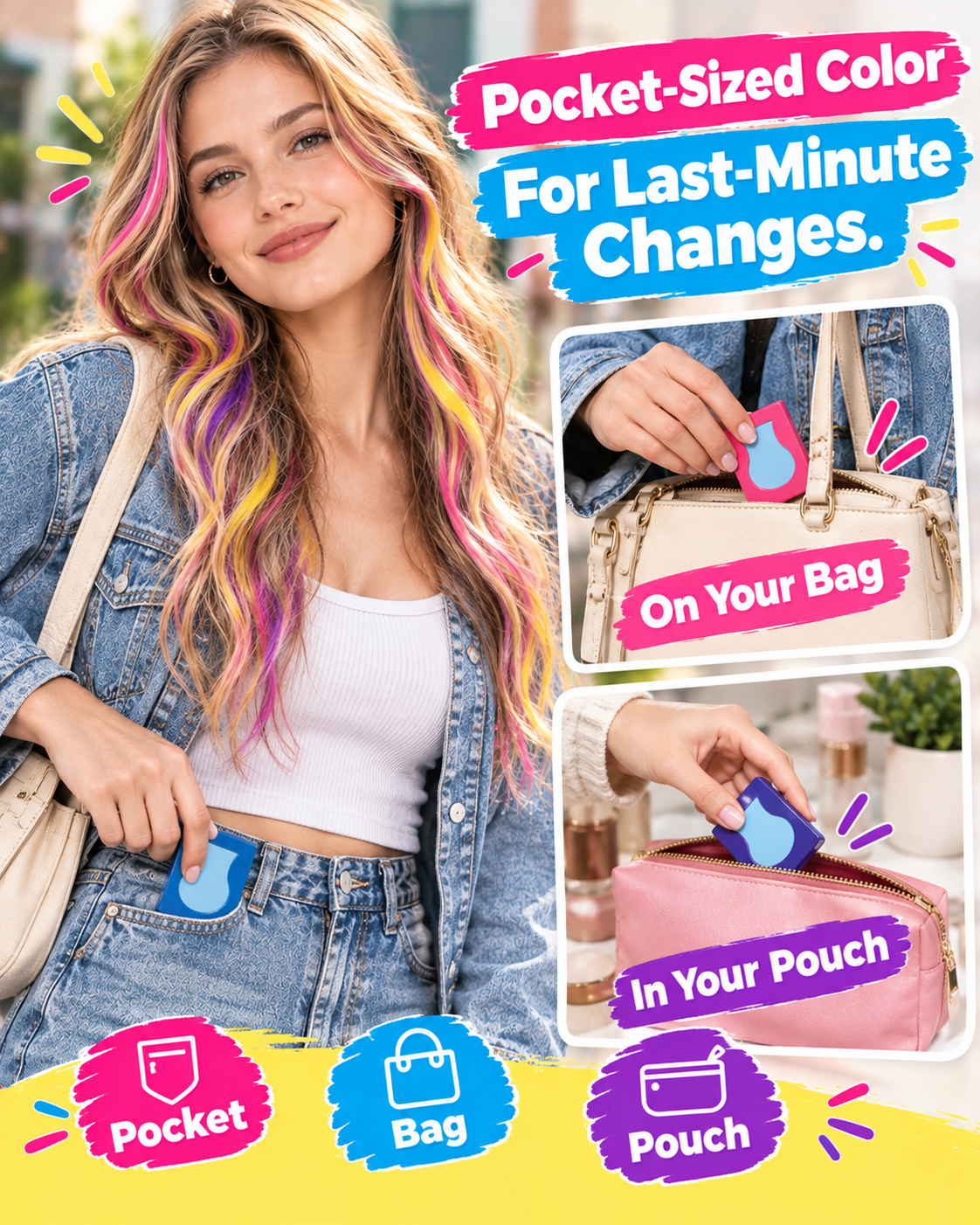 HomeCleanGoods™ ColorGlide Instant DIY Temporary Pressed Hair Chalk