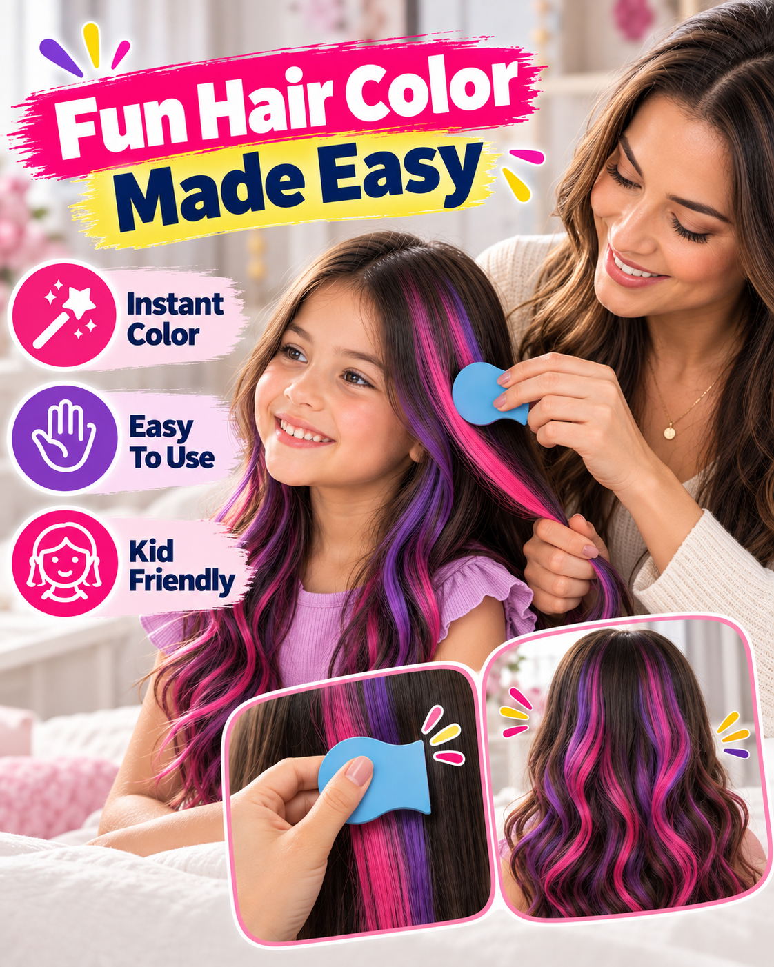 HomeCleanGoods™ ColorGlide Instant DIY Temporary Pressed Hair Chalk
