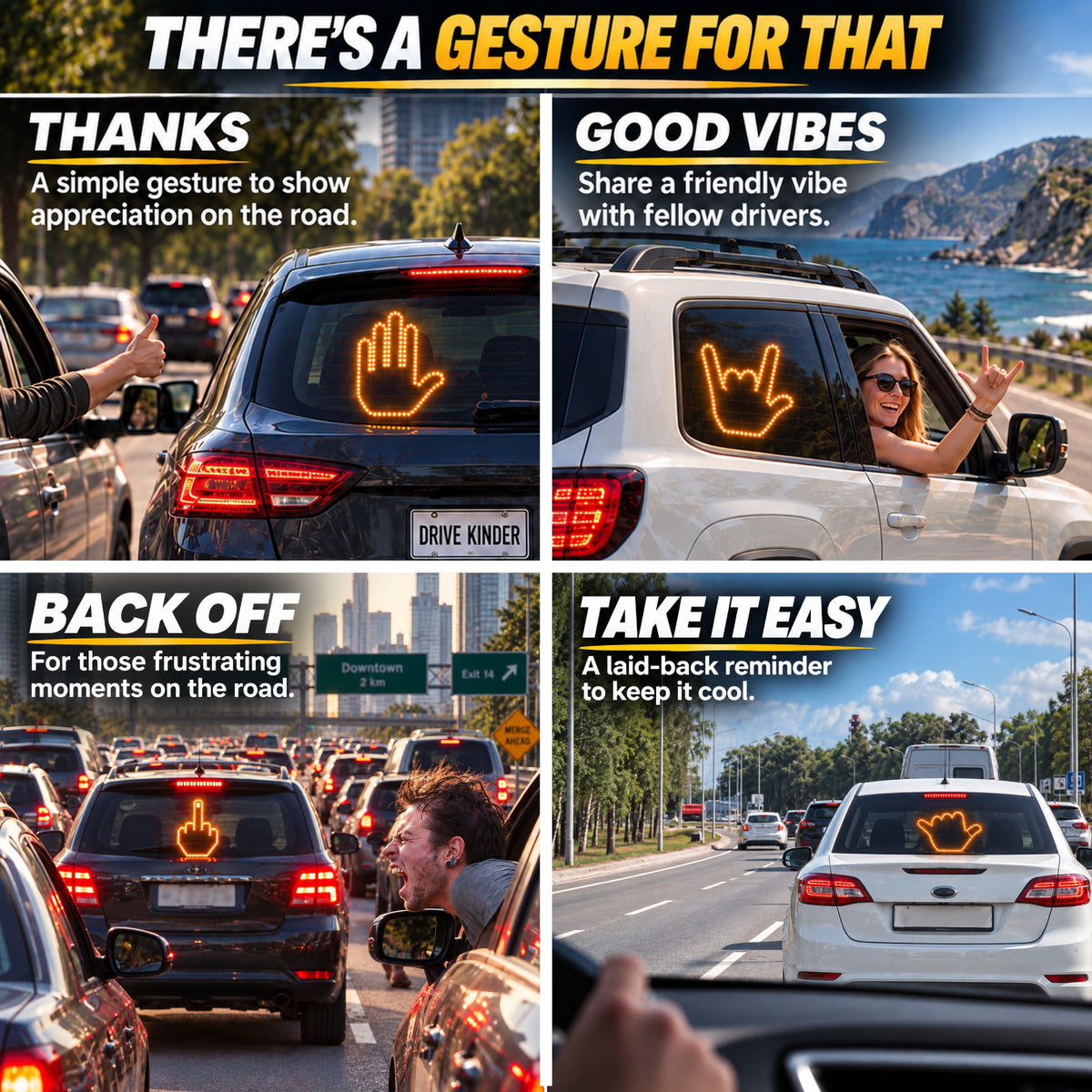 HomeCleanGoods™ DriveMoji Remote Hand Gesture Car LED Light