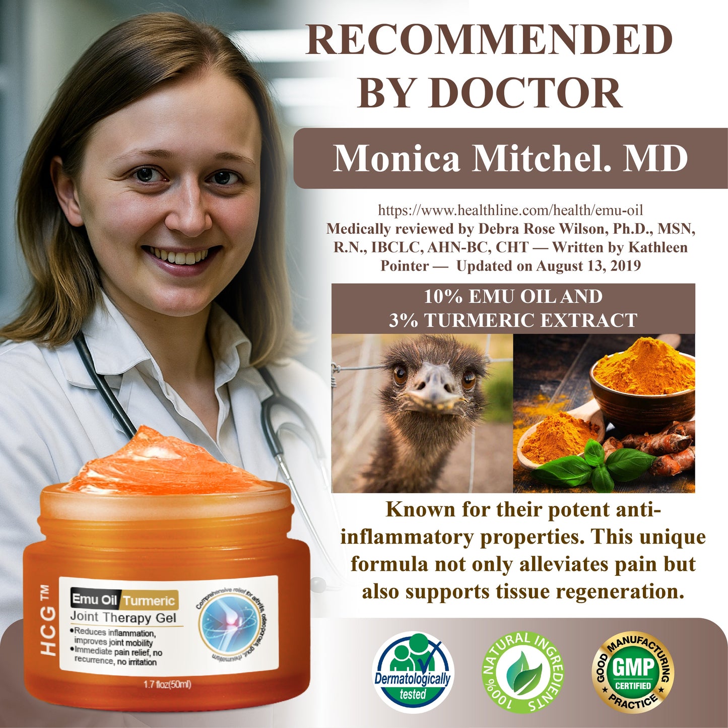 HomeCleanGoods™ Emu Oil Turmeric Bone Sooth Gel