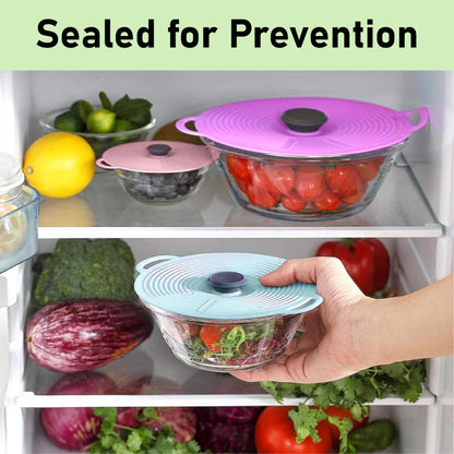 HomeCleanGoods™ FlexCover Dual-Handle Silicone Suction Lids