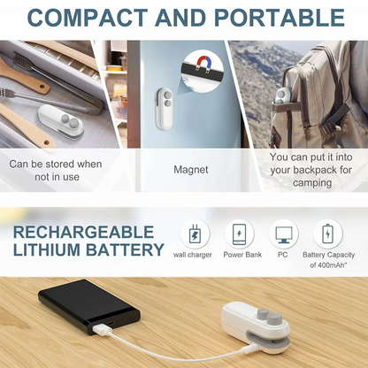 HomeCleanGoods™ FoodLock 2-in-1 Mini Heat Sealer Cutter