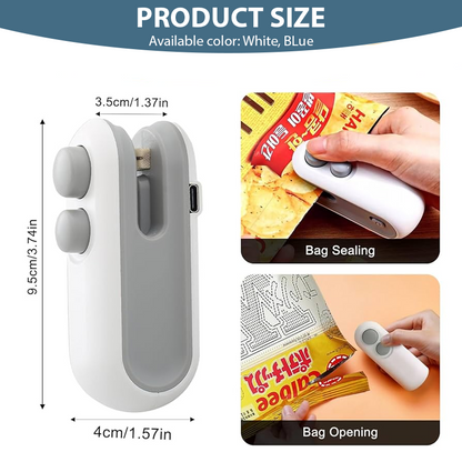 HomeCleanGoods™ FoodLock 2-in-1 Mini Heat Sealer Cutter