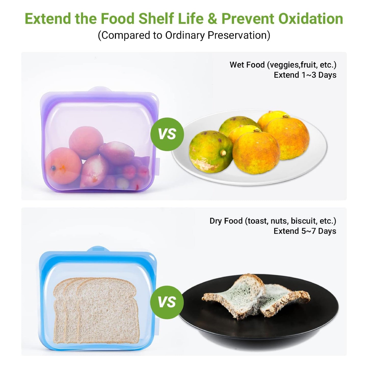 HomeCleanGoods™ FreshZip Reusable Silicone Storage Container