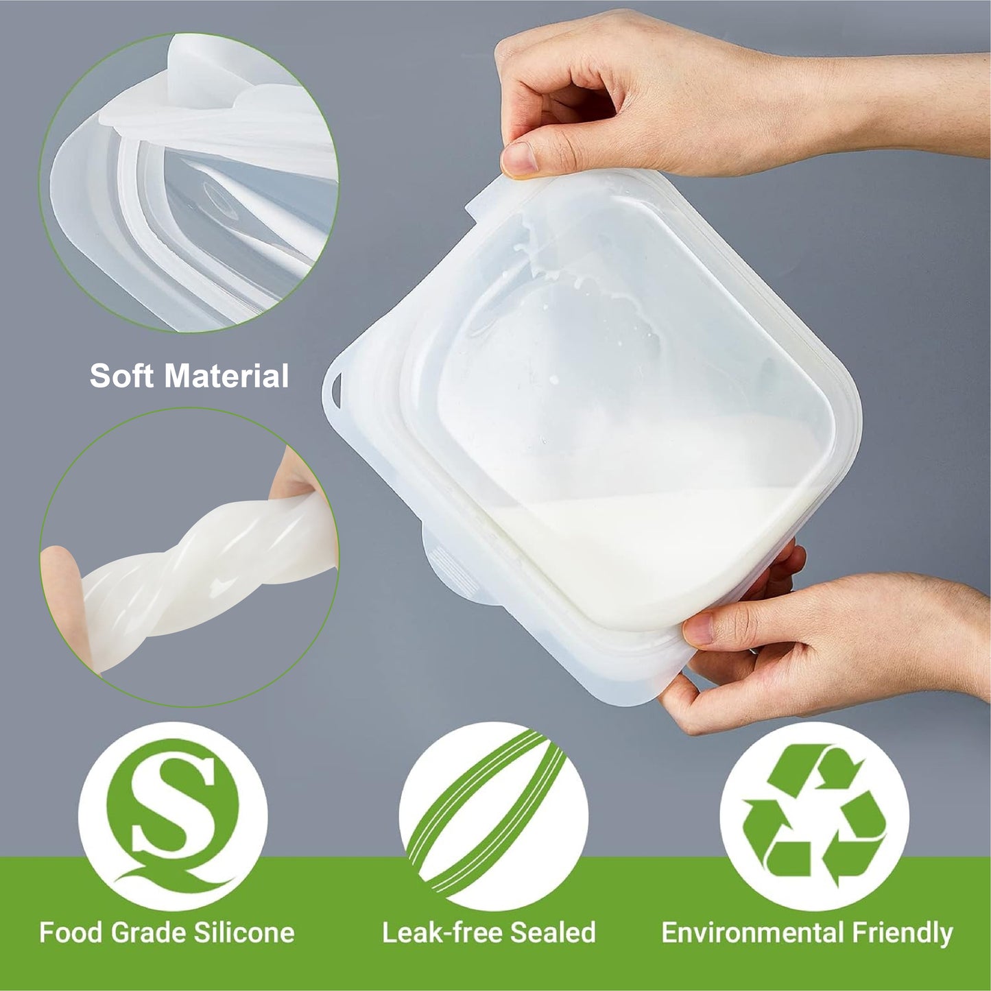 HomeCleanGoods™ FreshZip Reusable Silicone Storage Container