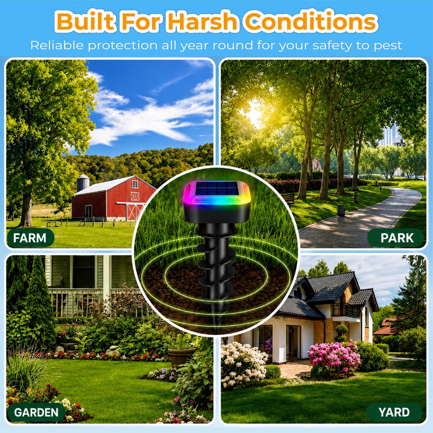 HomeCleanGoods™ GardenShield RGB Ultrasonic Pest Repeller