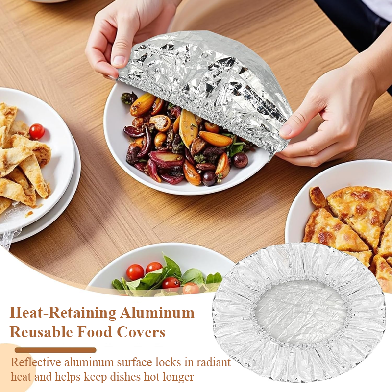 HomeCleanGoods™ Heat-Retaining Aluminum Reusable Food Covers