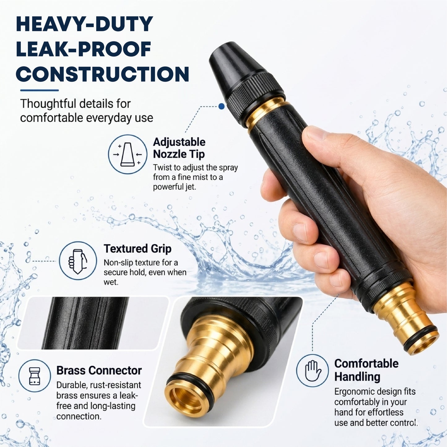 HomeCleanGoods™ JetFlow High-Pressure Hose Nozzle