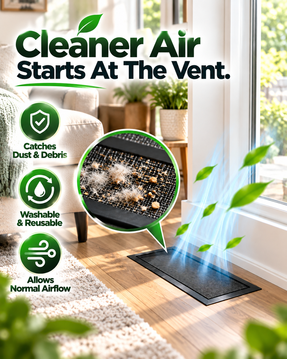 HomeCleanGoods™ MagnaVent Washable Dust & Debris Mesh Guard