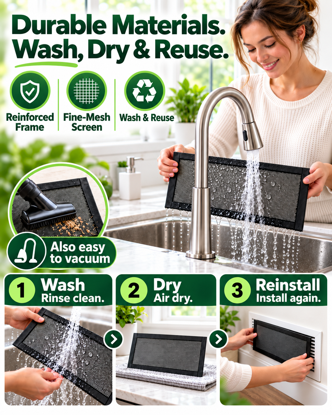 HomeCleanGoods™ MagnaVent Washable Dust & Debris Mesh Guard