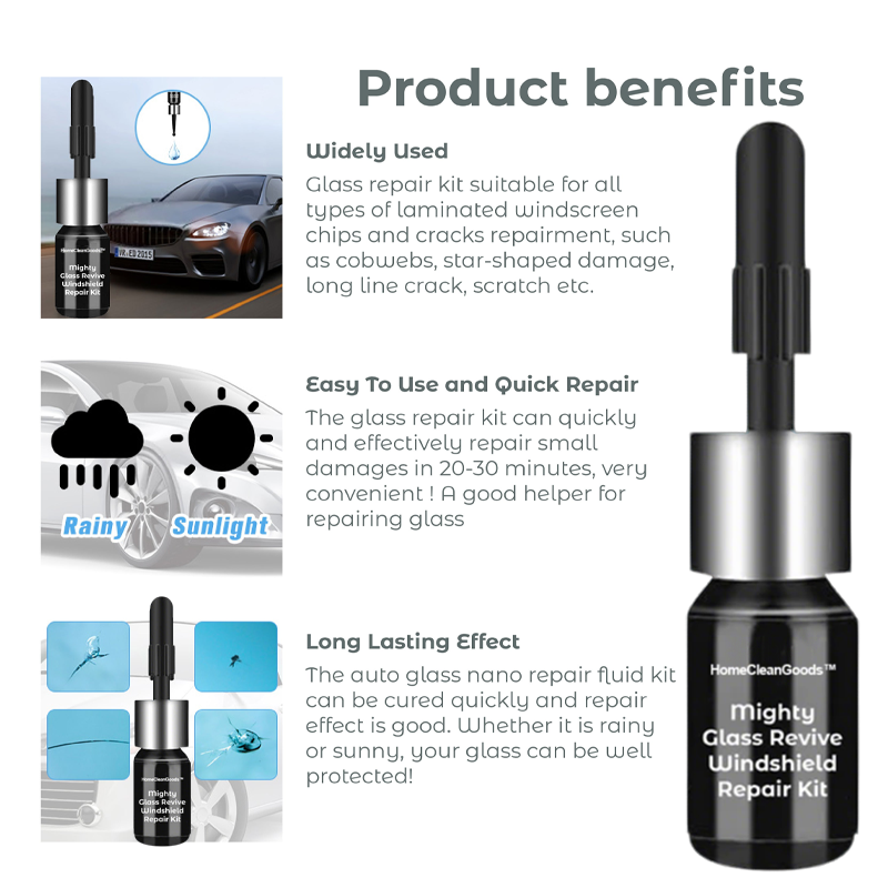 HomeCleanGoods™ Mighty Glass Revive Windshield Repair Kit