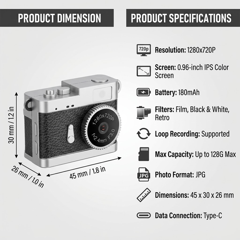 HomeCleanGoods™ PocketSnap HD Mini Keychain Digital Camera