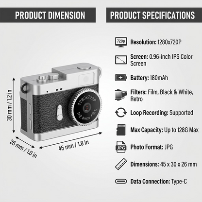 HomeCleanGoods™ PocketSnap HD Mini Keychain Digital Camera