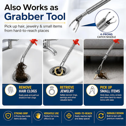 HomeCleanGoods™ ProGrab 4-Prong Drain Claw Tool