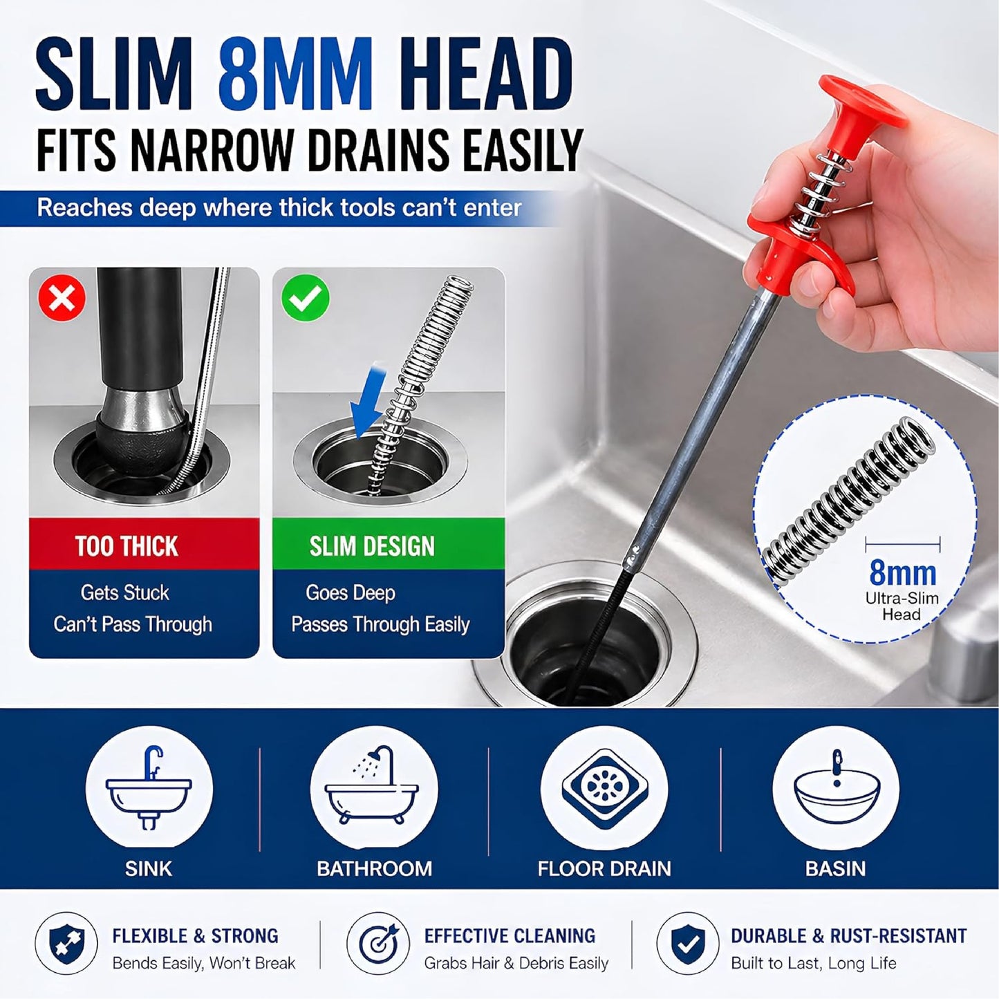 HomeCleanGoods™ ProGrab 4-Prong Drain Claw Tool