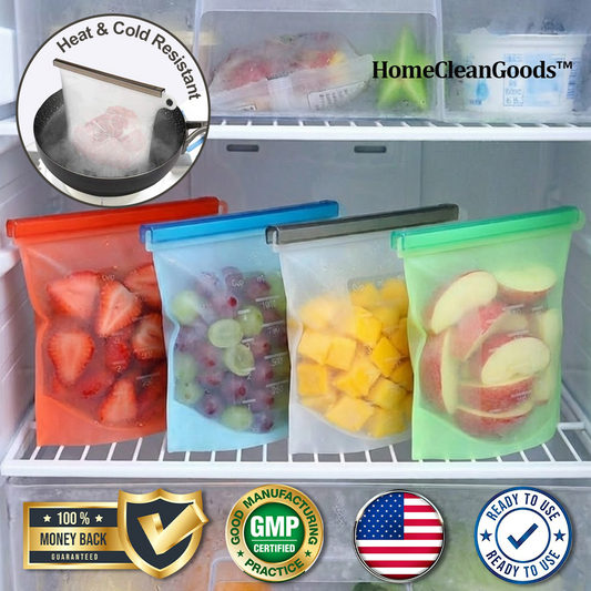 HomeCleanGoods™ SealFresh Reusable Silicone Zip Food Bags