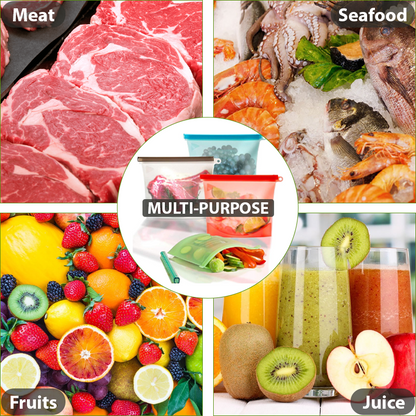 HomeCleanGoods™ SealFresh Reusable Silicone Zip Food Bags