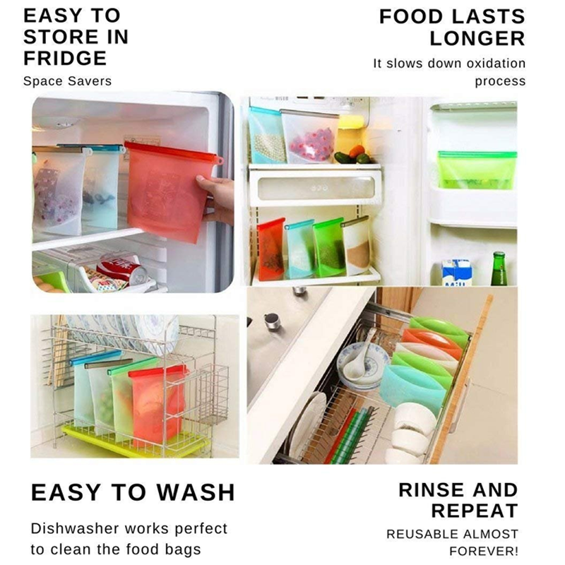 HomeCleanGoods™ SealFresh Reusable Silicone Zip Food Bags