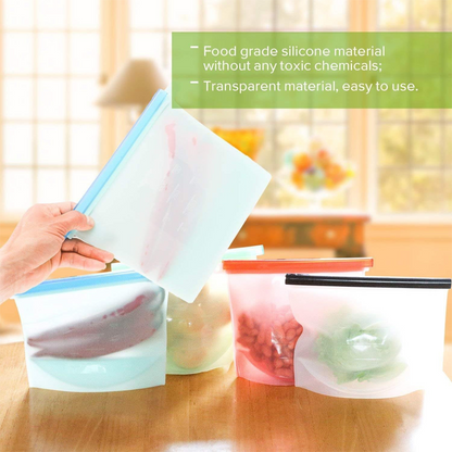 HomeCleanGoods™ SealFresh Reusable Silicone Zip Food Bags