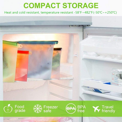 HomeCleanGoods™ SealFresh Reusable Silicone Zip Food Bags